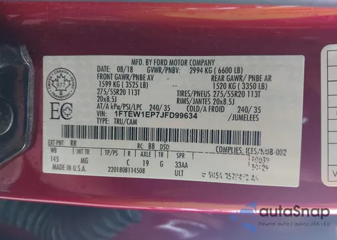 2018 Ford F-150 Xlt from USA, damaged, VIN 1FTEW1EP7JFD99634